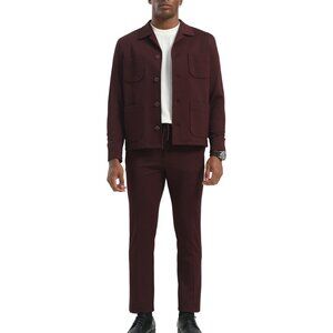 Burgundy 2 Piece Men's Casual Slim Fit Suit